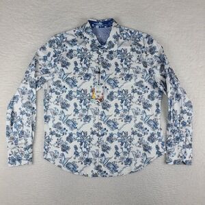 Robert Graham Dress Shirt Mens Medium Blue White‎ Preppy Clubbing Button Up